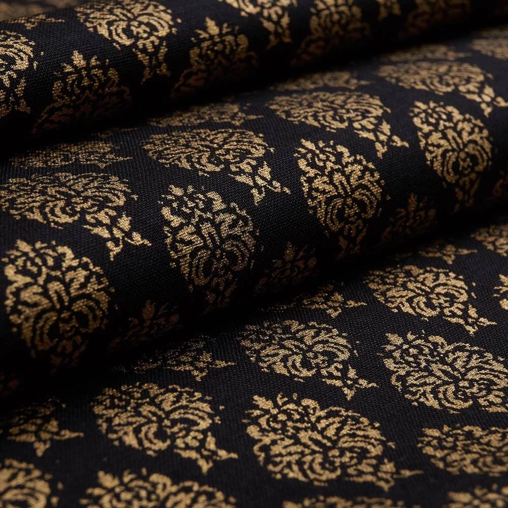 Christmas Fabric Maria Gold Print (black)