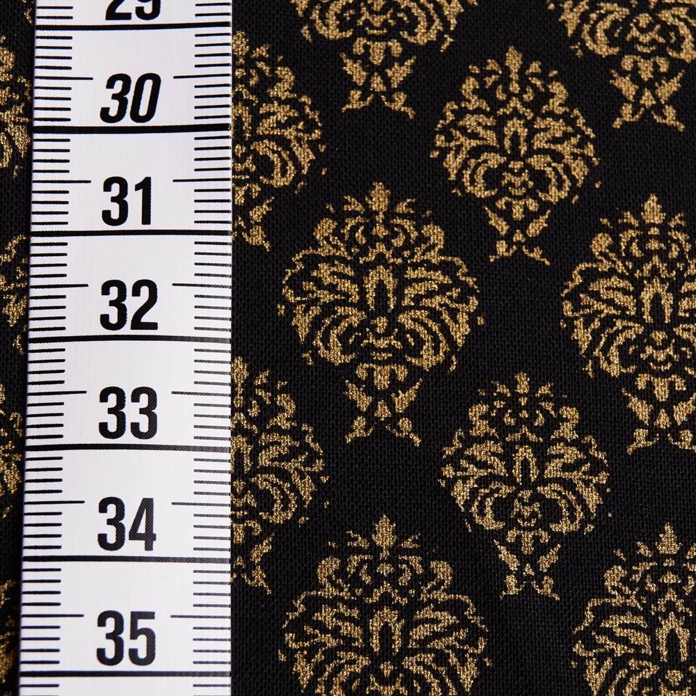 Christmas Fabric Maria Gold Print (black) - Image 2