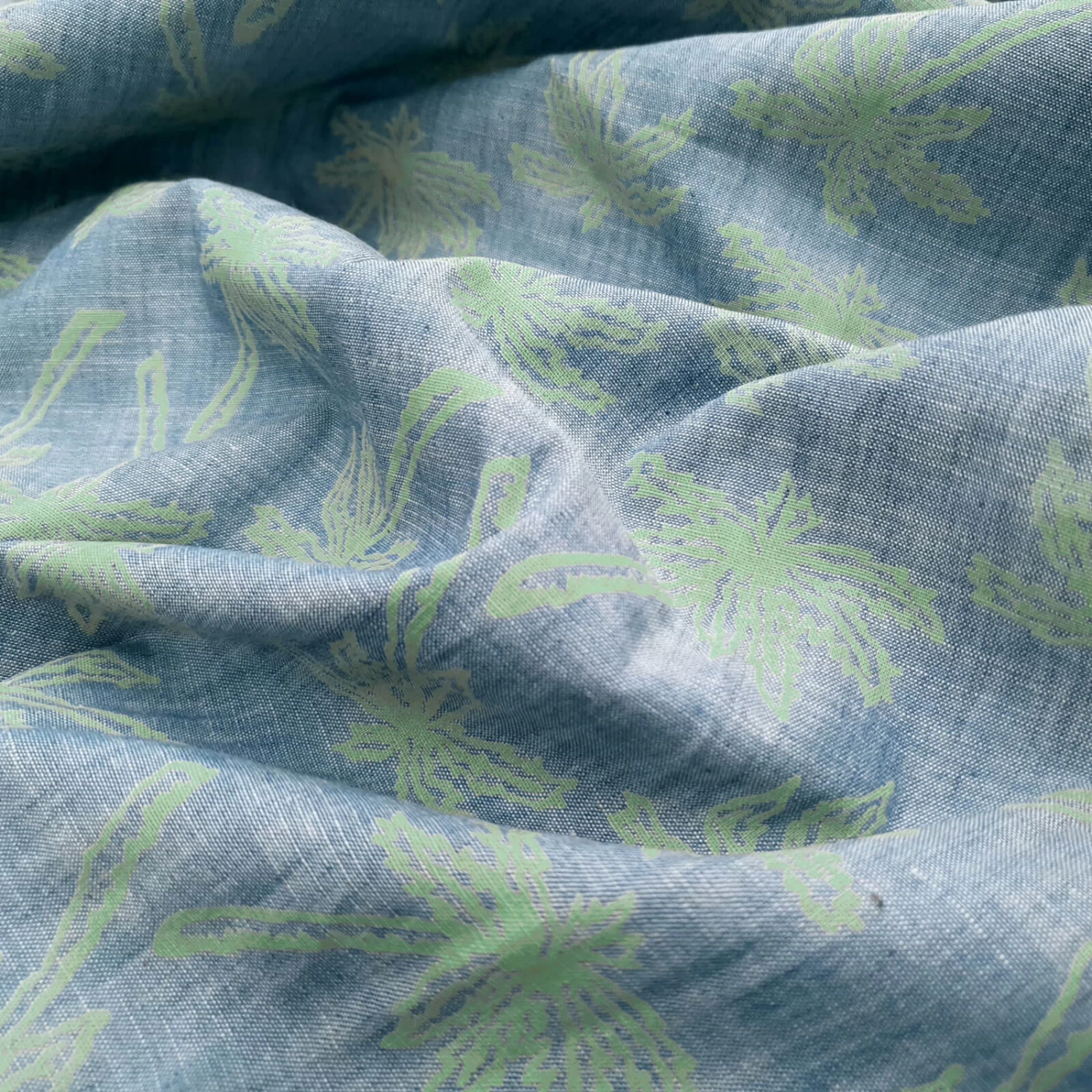 Ruan - Summer Jeans With Palm Print - Blue Mottled - Image 5