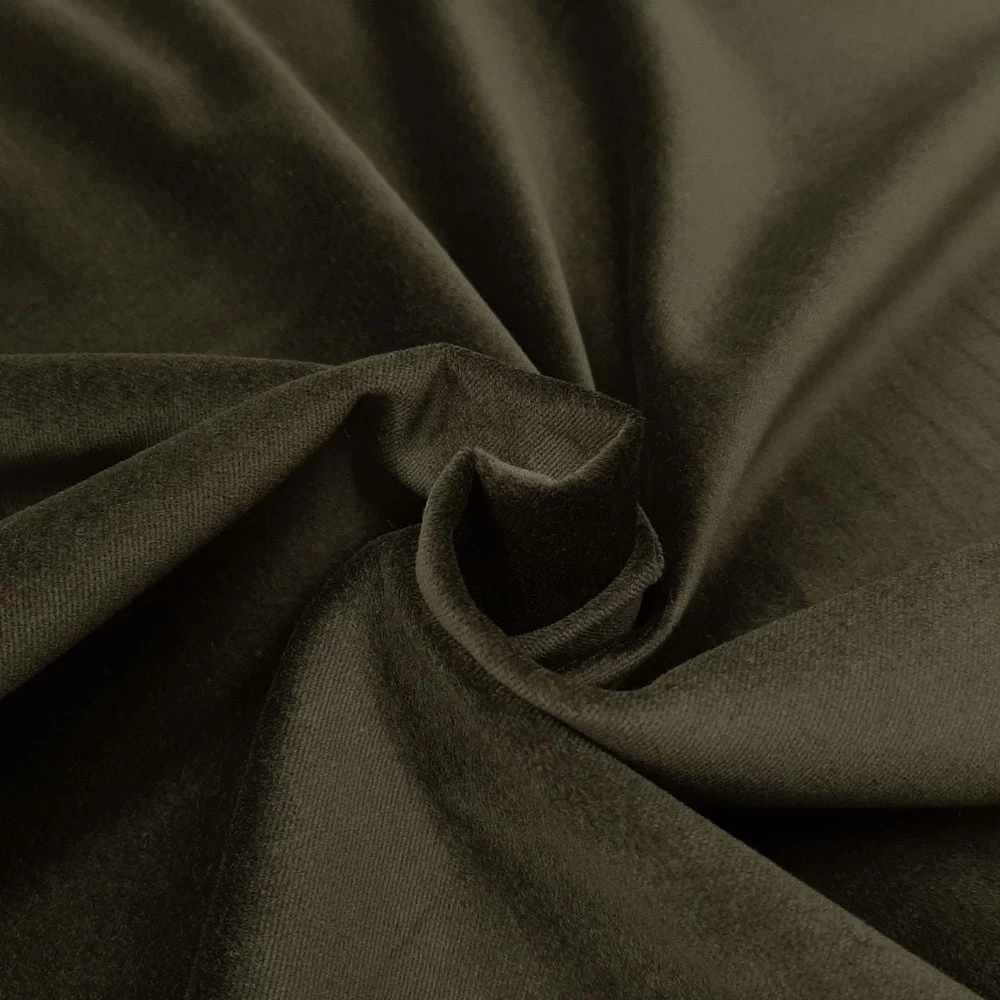 Diamond - OEKO-TEX® Cotton Velvet, Velour - Dark Olive - Image 2