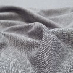 Fritz - Linen Fabric With Herringbone Pattern- Swedenblue-White