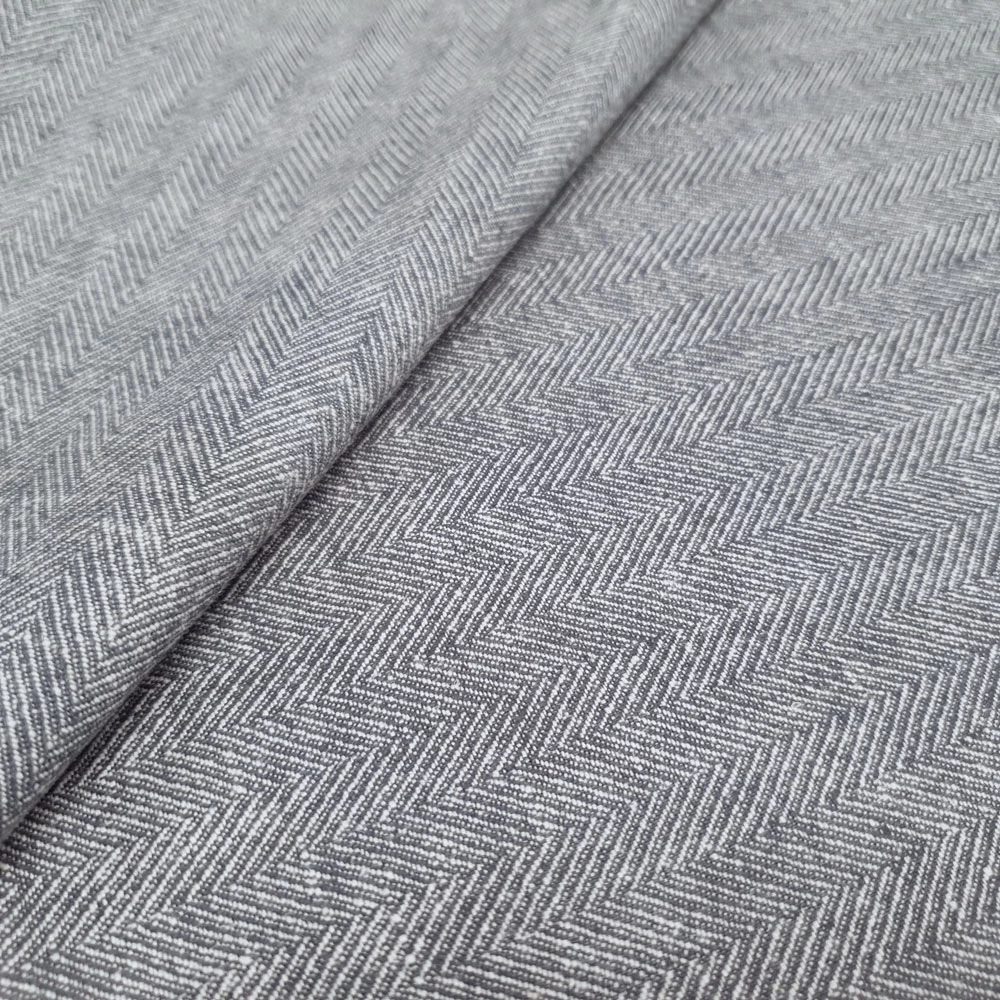 Fritz - Linen Fabric With Herringbone Pattern- Swedenblue-White - Image 4