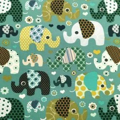 Elephant Cotton Jersey Fabric - Green