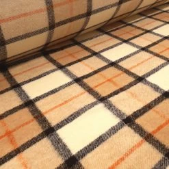 Cunis - Checkered Oeko-Tex® Wool Fabric - Caramel