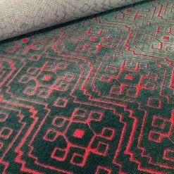 Sahco® Bahia - Velvet With Jacquard - Red-Petrol