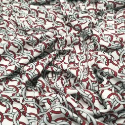 Danika - Cotton Jersey With Chain Design - White-dark Red-silver