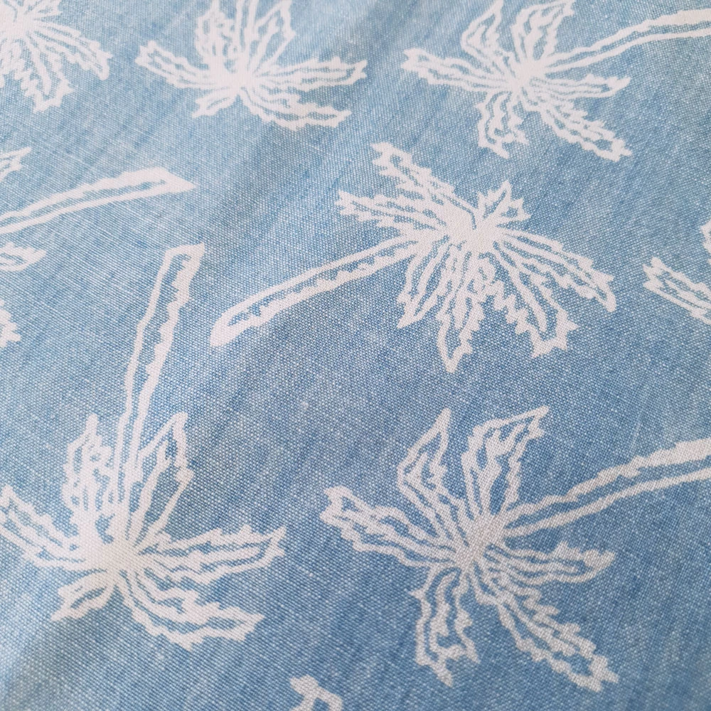 Ruan - Summer Jeans With Palm Print - Blue Mottled - Image 3